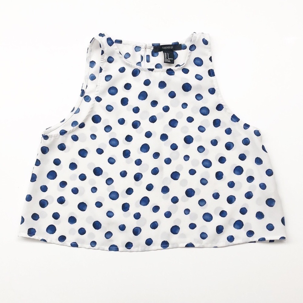 Forever 21 Blue & White Polkadot Crop Top